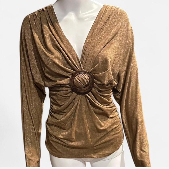 Cache Tops - Elegant Gold Long Sleeve Top